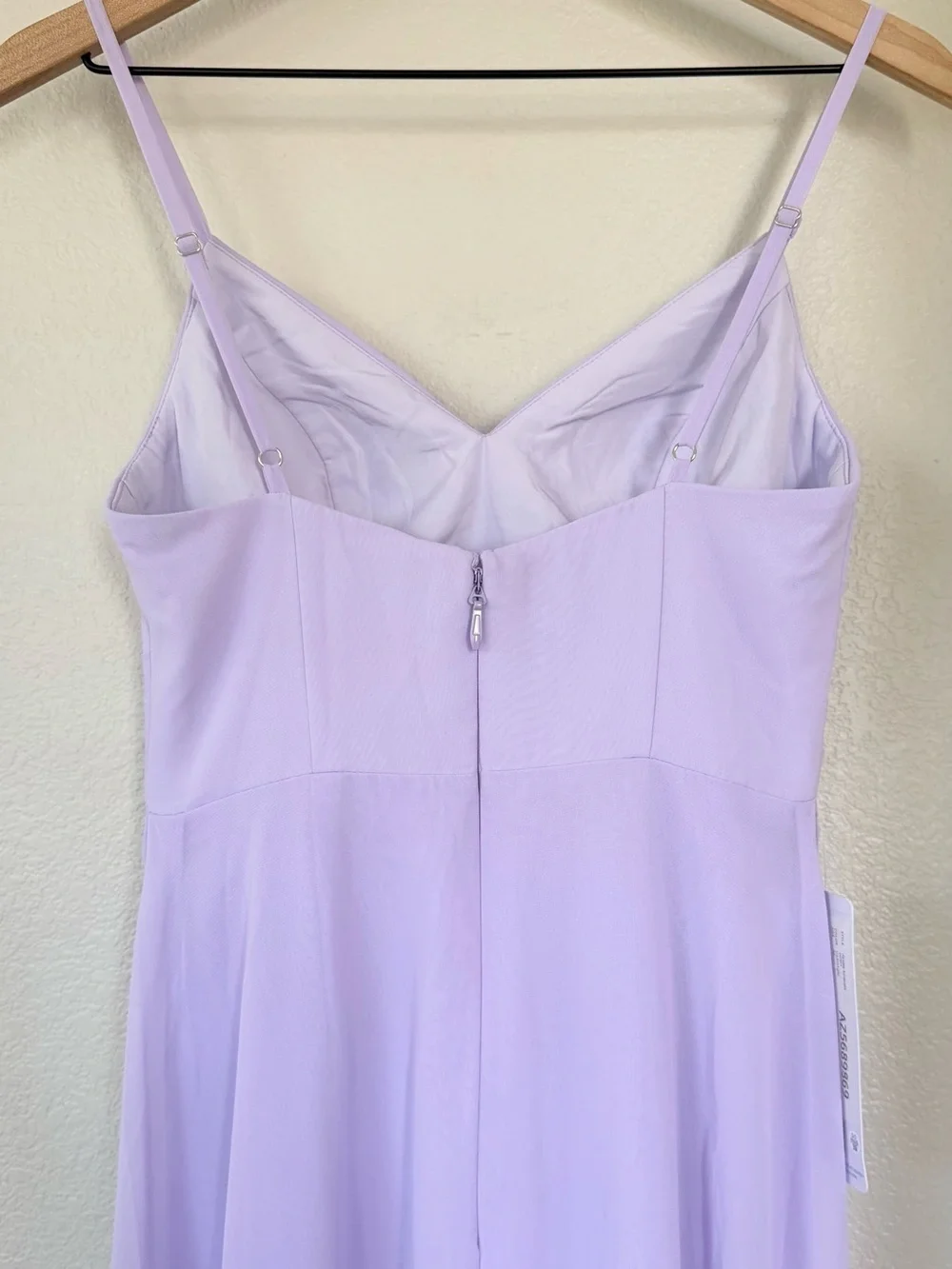 AZAZIE NWT 2 A2 Emerald Chiffon Gown Dress in Lilac • V-Neck High Slit Flowy - Picture 6 of 16